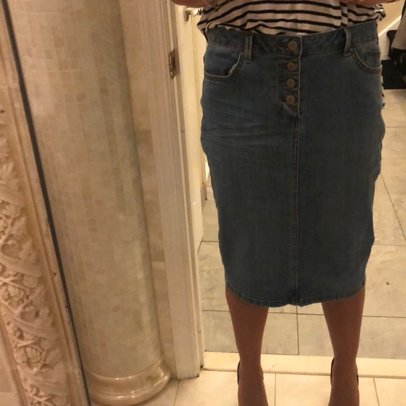 new look midi denim skirt